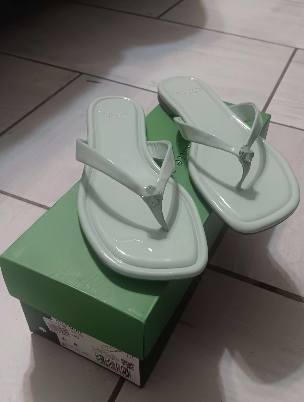 kate spade Mint Green Patent Thong Sandals